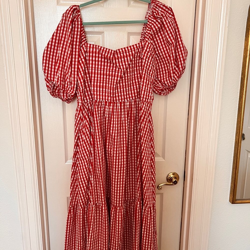 Abercrombie & Fitch Red Checkered Long Sleeve Dress